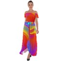 Liquid Art Pattern Off Shoulder Open Front Chiffon Dress View1