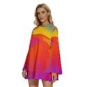 Liquid Art Pattern Round Neck Long Sleeve Bohemian Style Chiffon Mini Dress View2