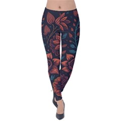 Flower Art Drawing Painting Spring Velvet Leggings by Jancukart