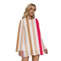 Stripe Pattern Round Neck Long Sleeve Bohemian Style Chiffon Mini Dress View3