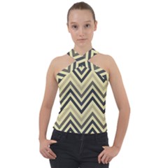 Mute Chevron Cross Neck Velour Top by GardenOfOphir