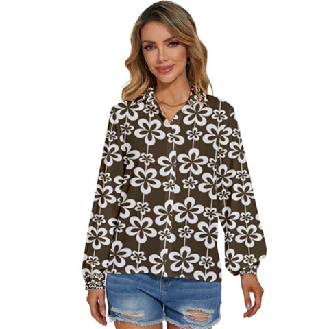 Pattern 109 Women s Long Sleeve Button Down Shirt by GardenOfOphir