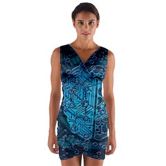 Artificial Intelligence Network Blue Art Wrap Front Bodycon Dress by Semog4