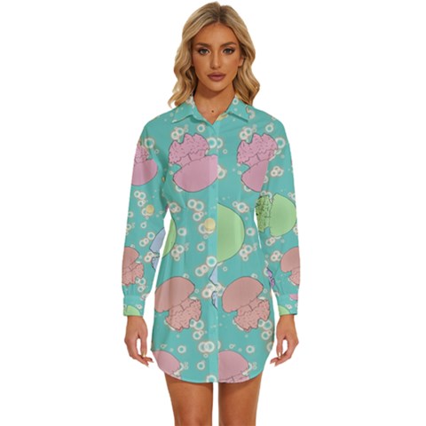 Jellyfish Animal Translucent Womens Long Sleeve Shirt Dress by Semog4