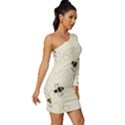 Insects Bees Digital Paper Long Sleeve One Shoulder Mini Dress View3