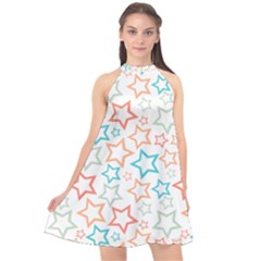 Background Pattern Texture Design Halter Neckline Chiffon Dress  by Semog4