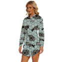 Fish Koi Ocean Sea Oriental Waves Womens Long Sleeve Shirt Dress View2