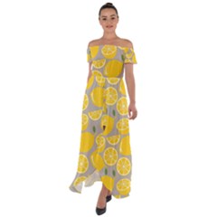 Lemon Background Lemon Wallpaper Off Shoulder Open Front Chiffon Dress by Semog4