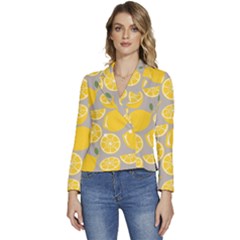 Lemon Background Lemon Wallpaper Women s Long Sleeve Revers Collar Cropped Jacket by Semog4