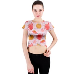 Pumpkin Tea Cup Pie Dessert Crew Neck Crop Top by Semog4