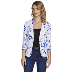 Background Pattern Graphic Women s One-button 3/4 Sleeve Short Jacket by Semog4