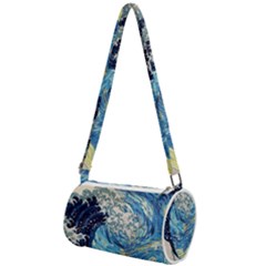 Starry Night Hokusai Vincent Van Gogh The Great Wave Off Kanagawa Mini Cylinder Bag by Semog4