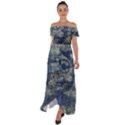 Elemental Beauty Abstract Print Off Shoulder Open Front Chiffon Dress View1