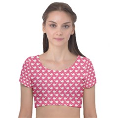 Pattern 283 Velvet Short Sleeve Crop Top  by GardenOfOphir