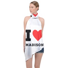 I Love Madison  Halter Asymmetric Satin Top by ilovewhateva