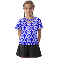 Blue Pretzel Illustrations Pattern Kids  Front Cut Tee by GardenOfOphir