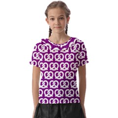 Purple Pretzel Illustrations Pattern Kids  Frill Chiffon Blouse by GardenOfOphir