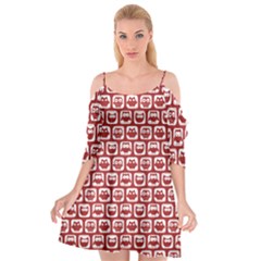 Red And White Owl Pattern Cutout Spaghetti Strap Chiffon Dress by GardenOfOphir