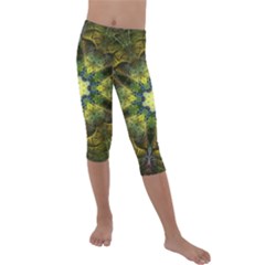 Fractal-fantasy-design-background- Kids  Lightweight Velour Capri Leggings  by Vaneshart