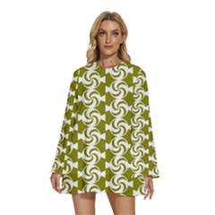 Candy Illustration Pattern Round Neck Long Sleeve Bohemian Style Chiffon Mini Dress by GardenOfOphir