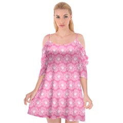 Pink Gerbera Daisy Vector Tile Pattern Cutout Spaghetti Strap Chiffon Dress by GardenOfOphir