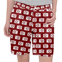 Modern Chic Vector Camera Illustration Pattern Women s Pocket Shorts by GardenOfOphir