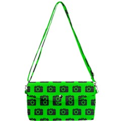 Modern Chic Vector Camera Illustration Pattern Removable Strap Clutch Bag by GardenOfOphir