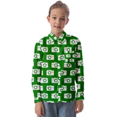 Modern Chic Vector Camera Illustration Pattern Kids  Long Sleeve Shirt by GardenOfOphir
