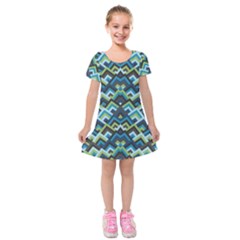 Trendy Chic Modern Chevron Pattern Kids  Short Sleeve Velvet Dress by GardenOfOphir