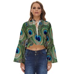 Peacock Bird Feather Colourful Boho Long Bell Sleeve Top by Jancukart