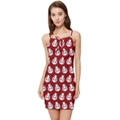 Ladybug Vector Geometric Tile Pattern Summer Tie Front Dress by GardenOfOphir