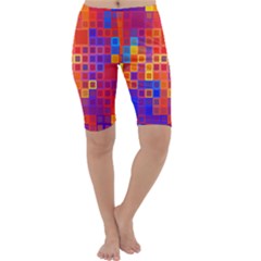 Squares Geometric Colorful Fluorescent Cropped Leggings  by Jancukart