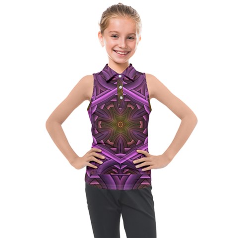 Rosette Mosaic Kaleidoscope Abstract Background Kids  Sleeveless Polo Tee by Jancukart
