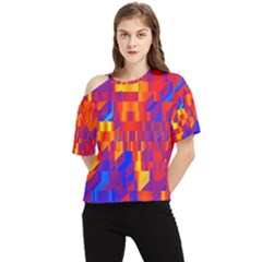 Geometric Pattern Fluorescent Colorful One Shoulder Cut Out Tee by Jancukart
