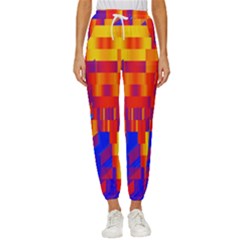 Geometric Pattern Fluorescent Colorful Women s Cropped Drawstring Pants by Jancukart