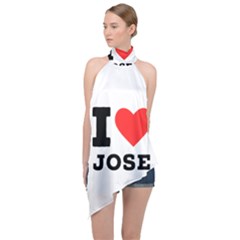 I Love Jose Halter Asymmetric Satin Top by ilovewhateva