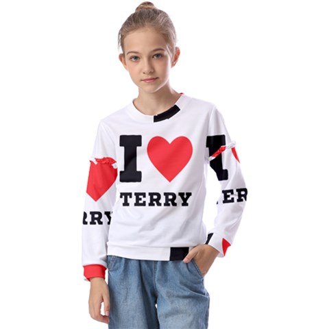 I Love Terry  Kids  Long Sleeve Tee With Frill  by ilovewhateva