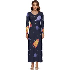 Cosmos Long Sleeve Longline Maxi Dress by nateshop