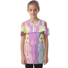 Happy 02 Fold Over Open Sleeve Top by nateshop