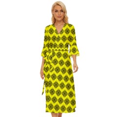 Abstract Knot Geometric Tile Pattern Midsummer Wrap Dress by GardenOfOphir