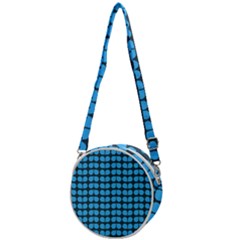 Blue Gray Leaf Pattern Crossbody Circle Bag by GardenOfOphir