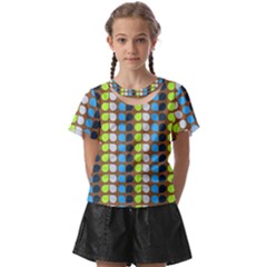 Colorful Leaf Pattern Kids  Front Cut Tee by GardenOfOphir