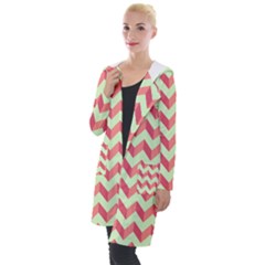 Modern Retro Chevron Patchwork Pattern Hooded Pocket Cardigan by GardenOfOphir