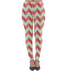Modern Retro Chevron Patchwork Pattern Lightweight Velour Leggings by GardenOfOphir