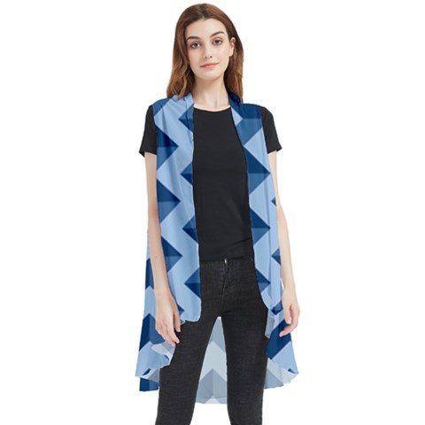 Modern Retro Chevron Patchwork Pattern Sleeveless Chiffon Waistcoat Shirt by GardenOfOphir