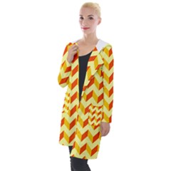Modern Retro Chevron Patchwork Pattern Hooded Pocket Cardigan by GardenOfOphir