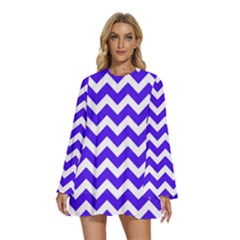 Chevron Pattern Gifts Round Neck Long Sleeve Bohemian Style Chiffon Mini Dress by GardenOfOphir
