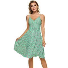 Leaves-015 Sleeveless Tie Front Chiffon Dress by nateshop