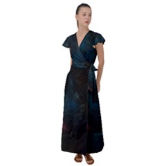 Space-02 Flutter Sleeve Maxi Dress by nateshop