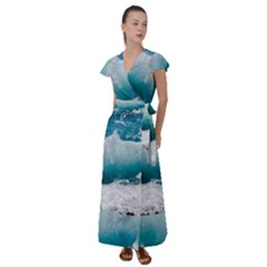 Waves Flutter Sleeve Maxi Dress by nateshop